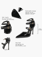 Pointed Toe Stiletto Heels Women Multi-Strap Adjustable Buckle Pumps Sexy Heels Club Party