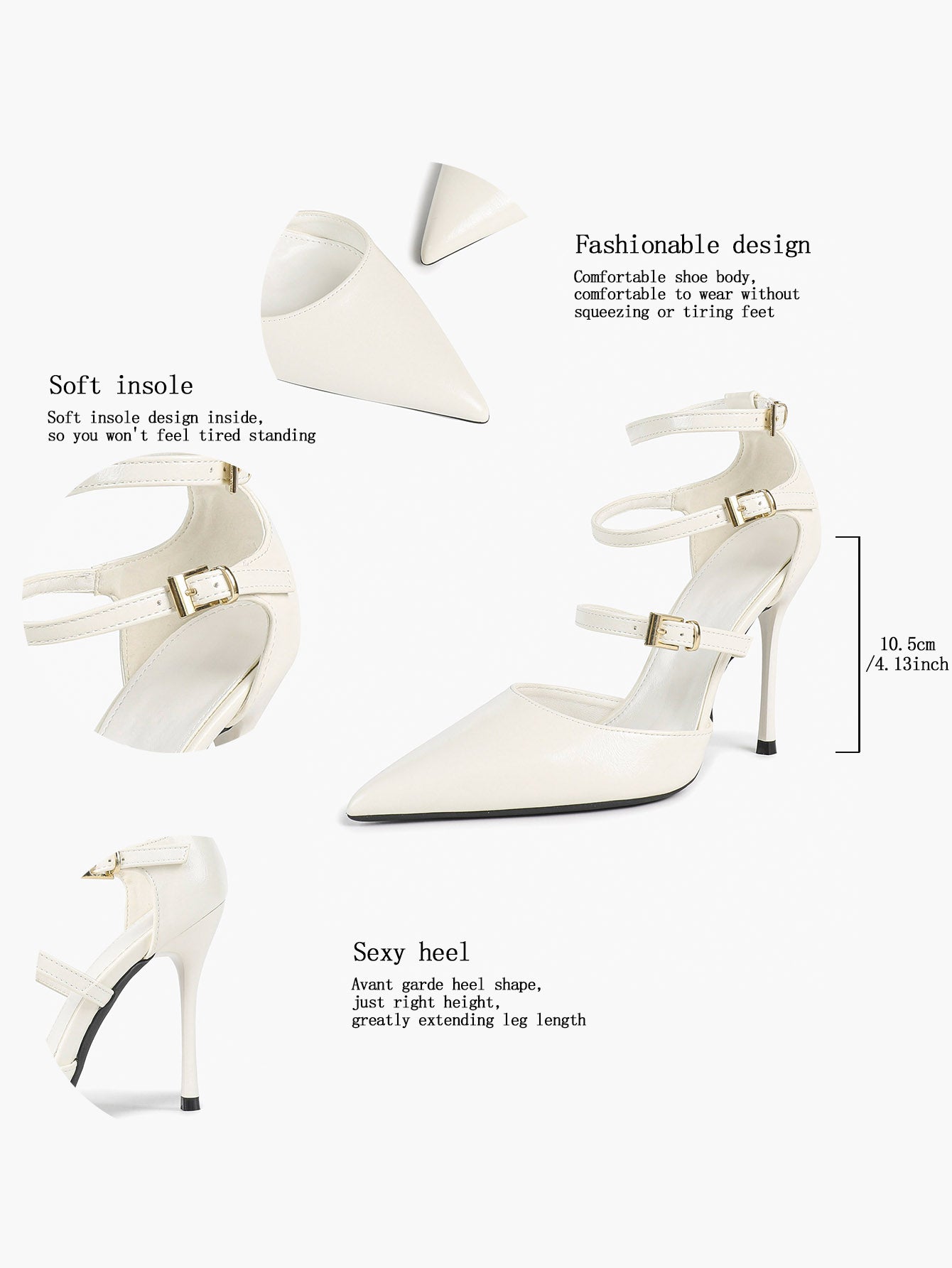 Pointed Toe Stiletto Heels Women Multi-Strap Adjustable Buckle Pumps Sexy Heels Club Party