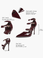 Pointed Toe Stiletto Heels Women Multi-Strap Adjustable Buckle Pumps Sexy Heels Club Party