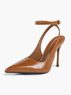 Women's Elegant Patent Leather Pointed Toe Pumps Ankle Strap Stiletto Heels Nightclub Daily Dating