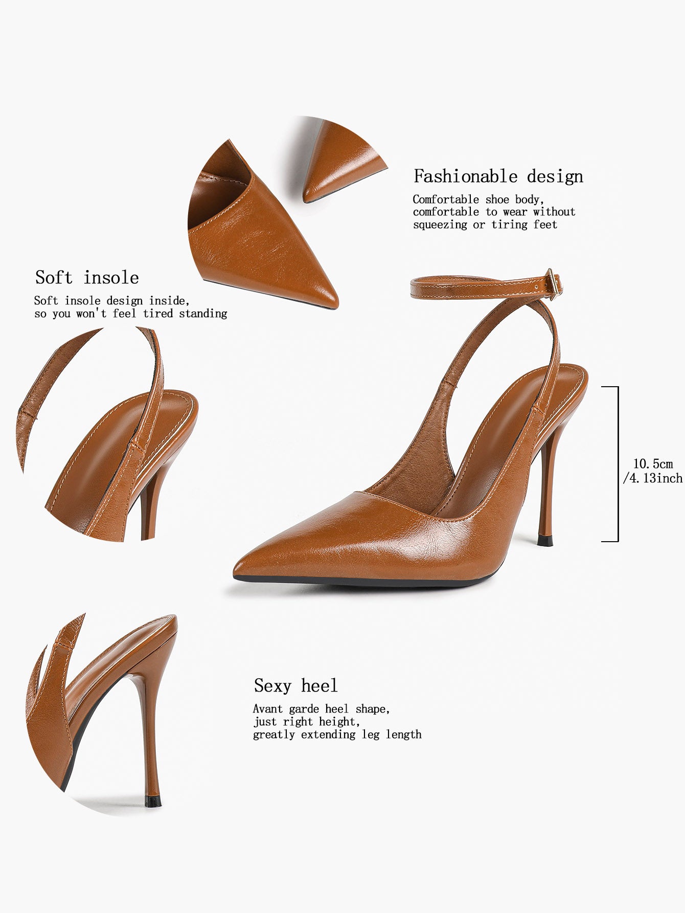 Women's Elegant Patent Leather Pointed Toe Pumps Ankle Strap Stiletto Heels Nightclub Daily Dating