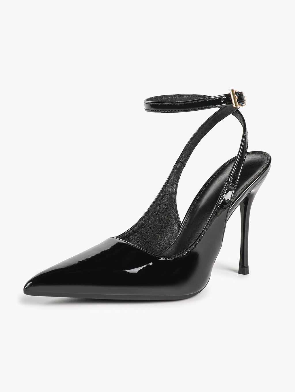 Women's Elegant Patent Leather Pointed Toe Pumps Ankle Strap Stiletto Heels Nightclub Daily Dating
