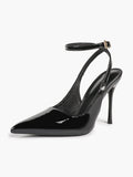 Women's Elegant Patent Leather Pointed Toe Pumps Ankle Strap Stiletto Heels Nightclub Daily Dating