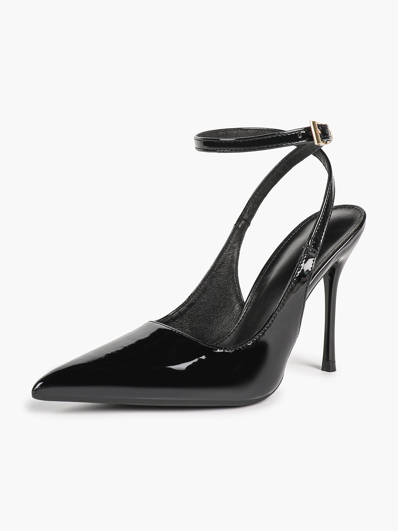 Women's Elegant Patent Leather Pointed Toe Pumps Ankle Strap Stiletto Heels Nightclub Daily Dating