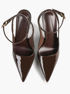 Women's Elegant Patent Leather Pointed Toe Pumps Ankle Strap Stiletto Heels Nightclub Daily Dating
