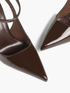 Women's Elegant Patent Leather Pointed Toe Pumps Ankle Strap Stiletto Heels Nightclub Daily Dating