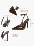 Women's Elegant Patent Leather Pointed Toe Pumps Ankle Strap Stiletto Heels Nightclub Daily Dating