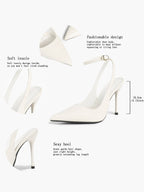 Women's Elegant Patent Leather Pointed Toe Pumps Ankle Strap Stiletto Heels Nightclub Daily Dating