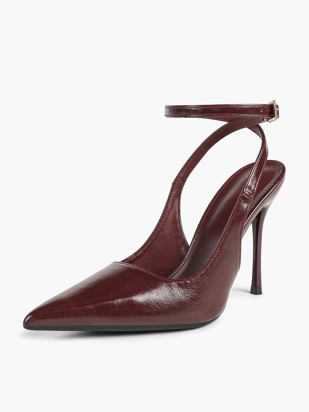 Women's Elegant Patent Leather Pointed Toe Pumps Ankle Strap Stiletto Heels Nightclub Daily Dating