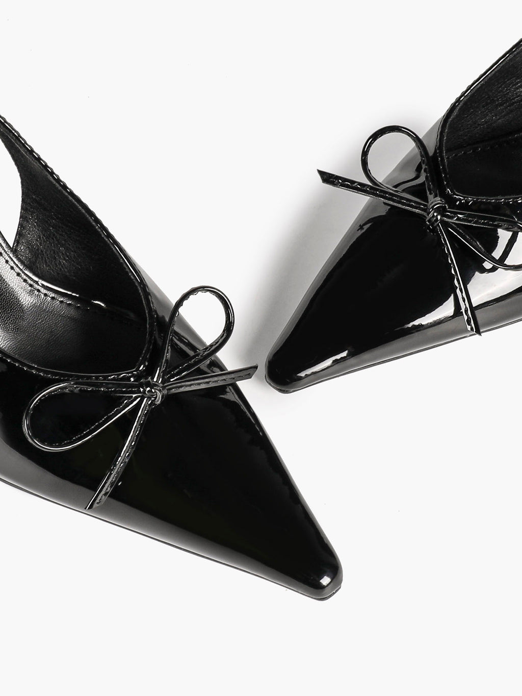 Pointed Toe Flared Heel Pumps Bow Detail Slingback High Heels Daily Wear