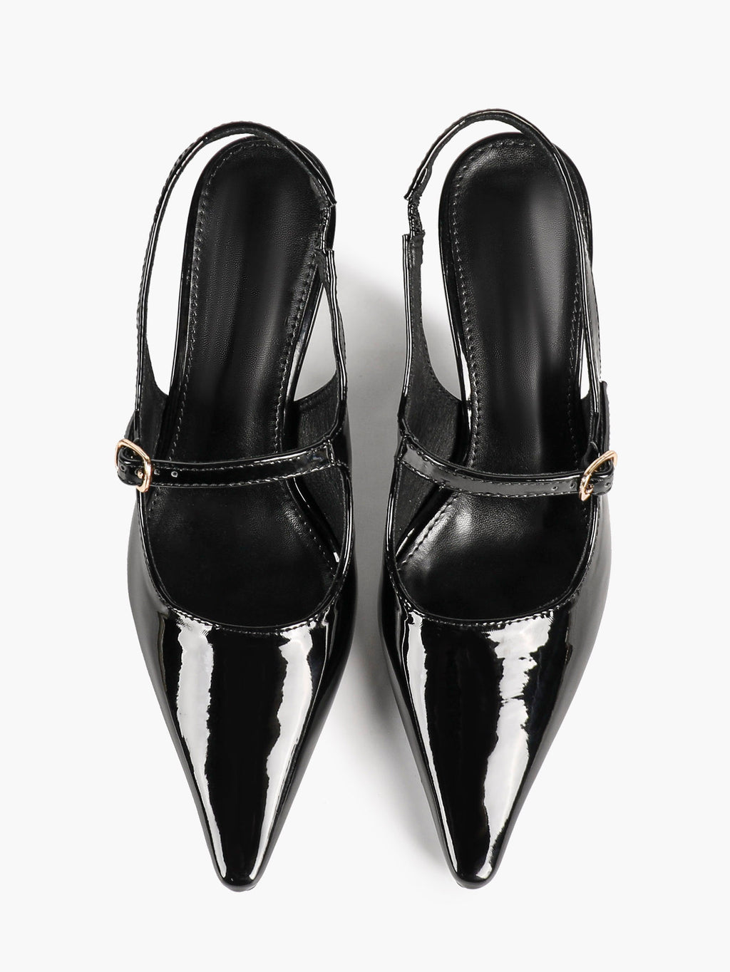Women's Black Mary‑Jane Slingback Heels Pointed Toe High Heel Pumps