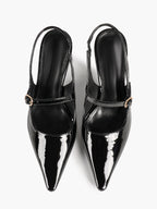 Women's Black Mary‑Jane Slingback Heels Pointed Toe High Heel Pumps