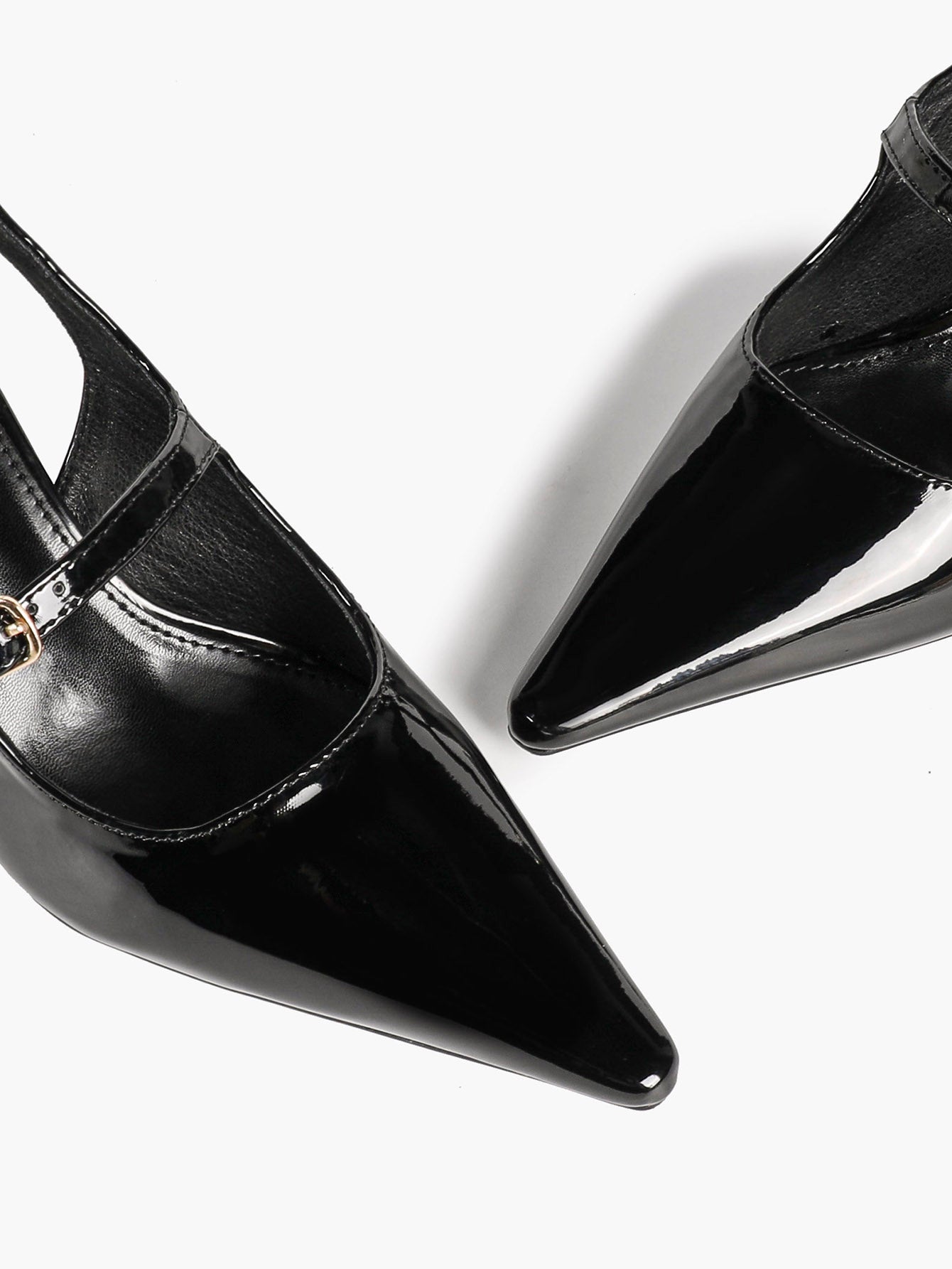 Women's Black Mary‑Jane Slingback Heels Pointed Toe High Heel Pumps