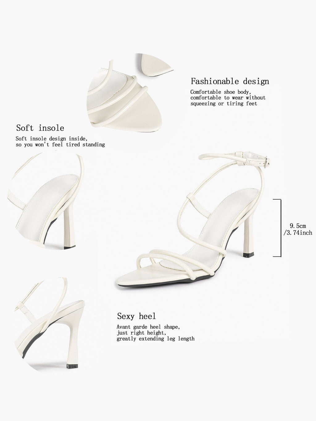 Women's Strappy Open Toe Heeled Sandals Ankle Strap Summer Shoes Party Casual Daily Wear