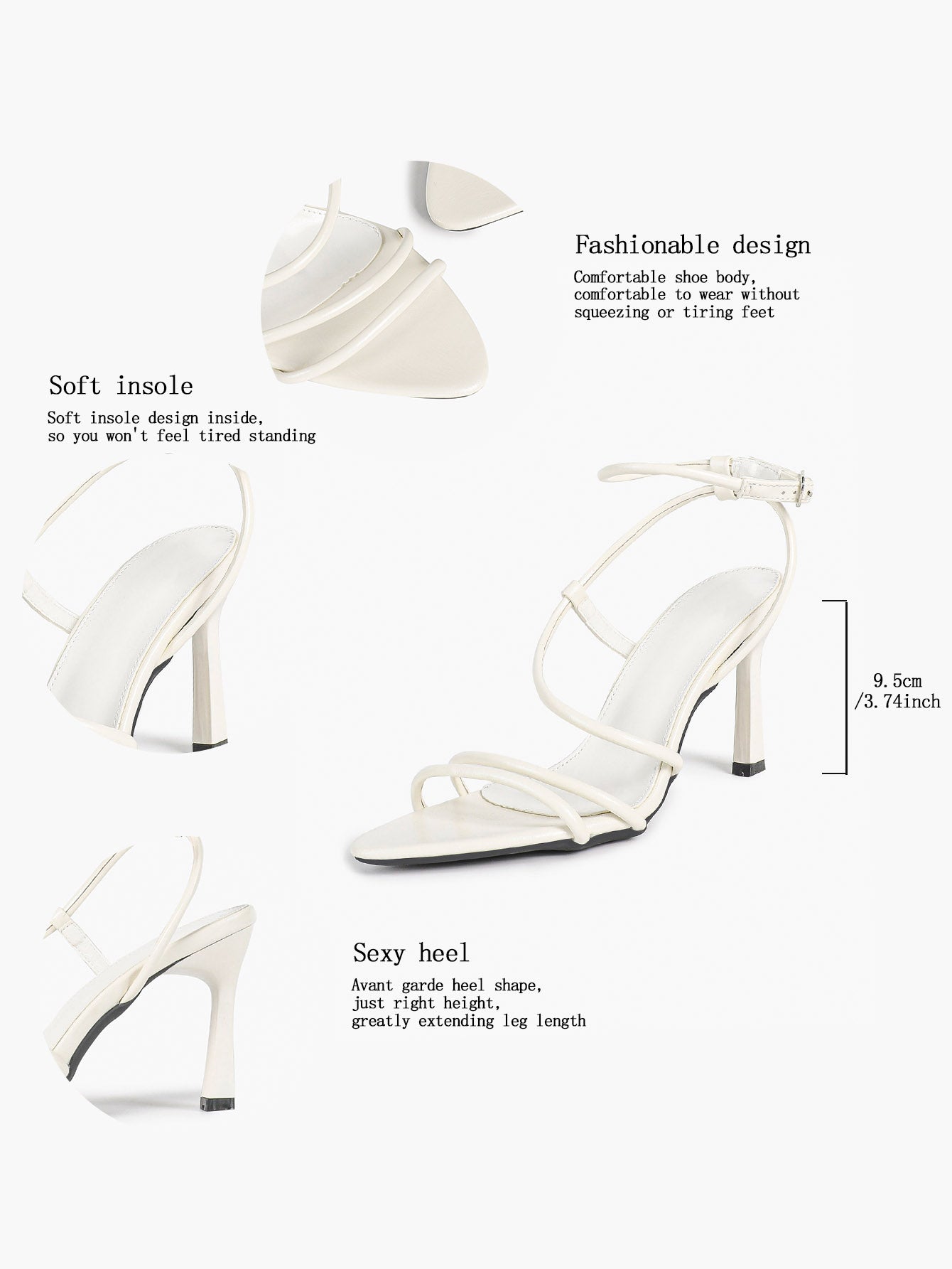 Women's Strappy Open Toe Heeled Sandals Ankle Strap Summer Shoes Party Casual Daily Wear