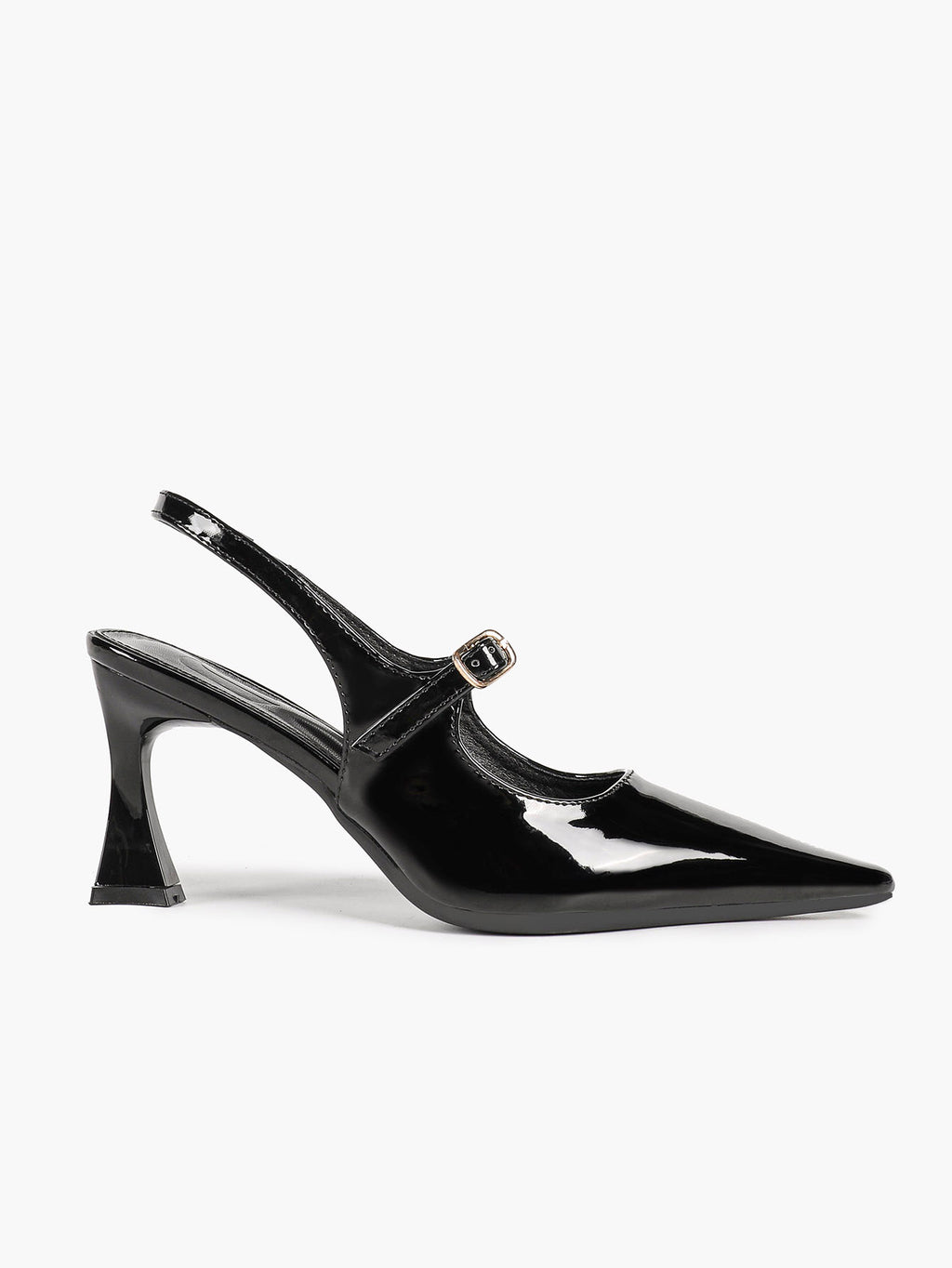 Women's Black Mary‑Jane Slingback Heels Pointed Toe High Heel Pumps