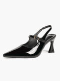 Women's Black Mary‑Jane Slingback Heels Pointed Toe High Heel Pumps