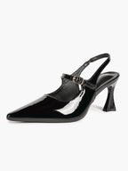 Women's Black Mary‑Jane Slingback Heels Pointed Toe High Heel Pumps