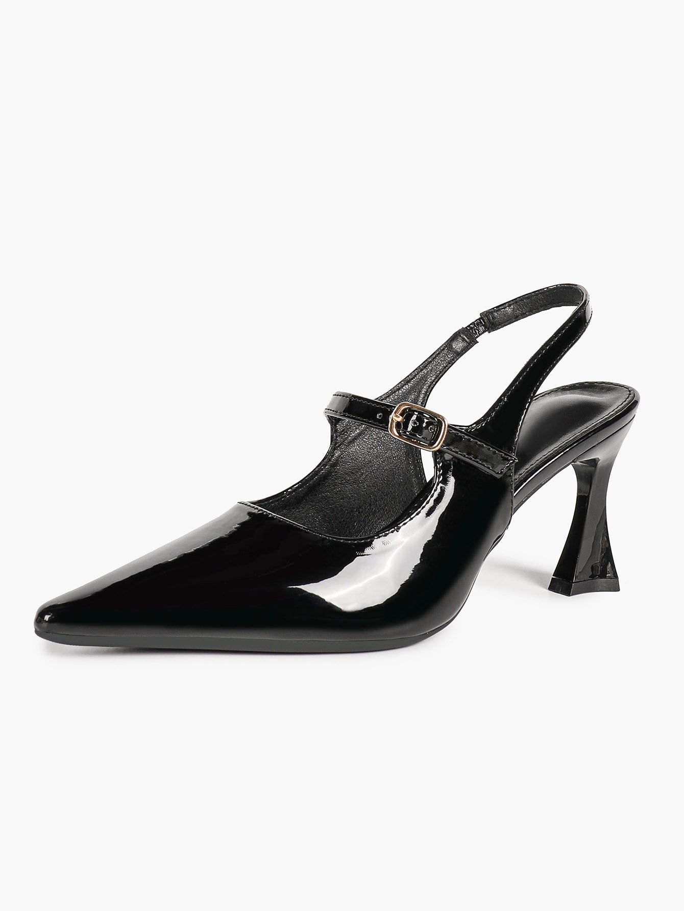 Women's Black Mary‑Jane Slingback Heels Pointed Toe High Heel Pumps