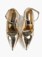 Gold Metallic Pointed Toe Stiletto Pumps Ankle Strap High Heels Formal Evening Shoes  Clubwear