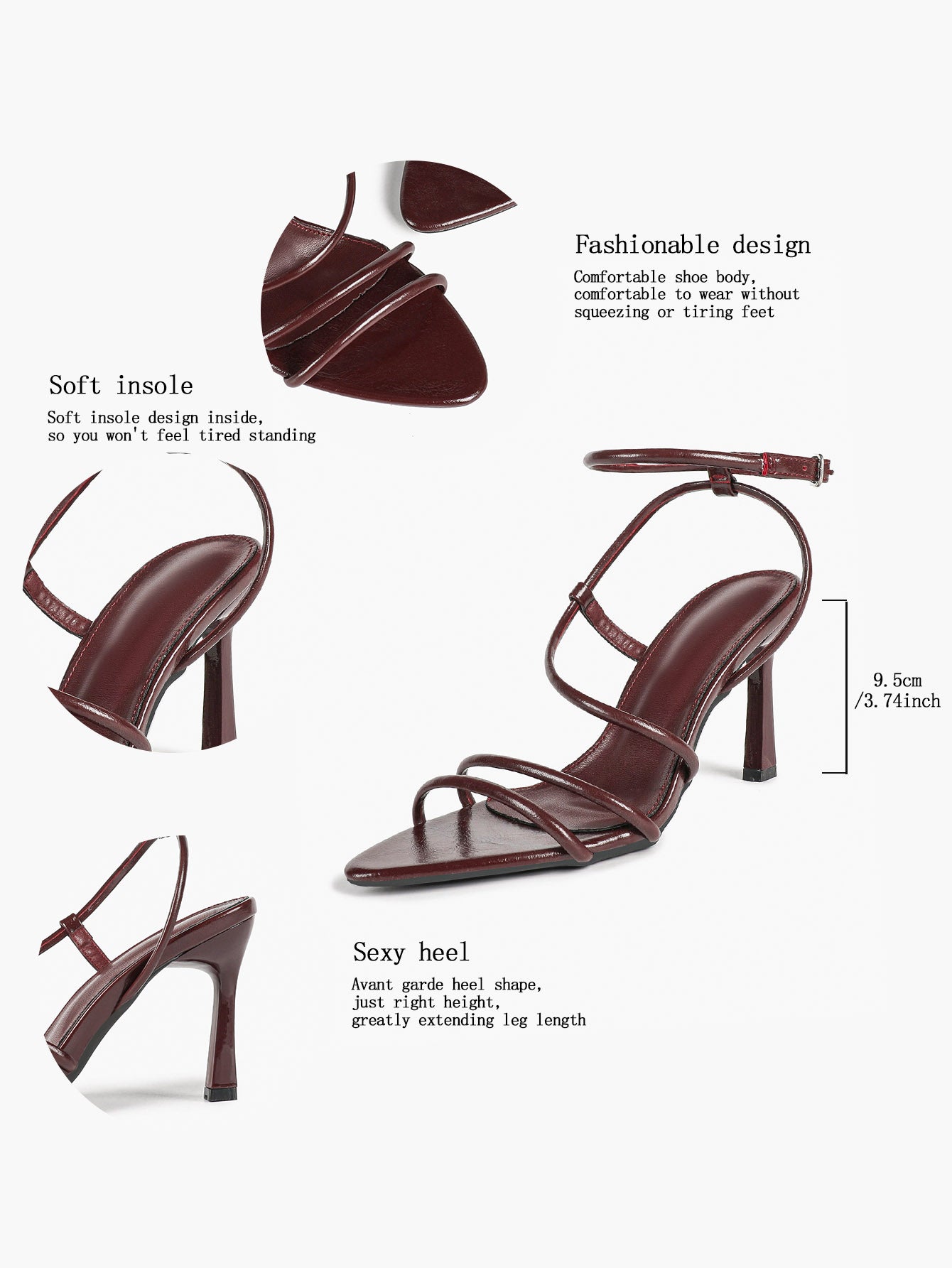 Women's Strappy Open Toe Heeled Sandals Ankle Strap Summer Shoes Party Casual Daily Wear