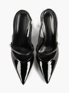 Women's Pearl Detail Slingback Heels Pointed Toe Stiletto Pumps Elegant Dress Formal Evening Shoes