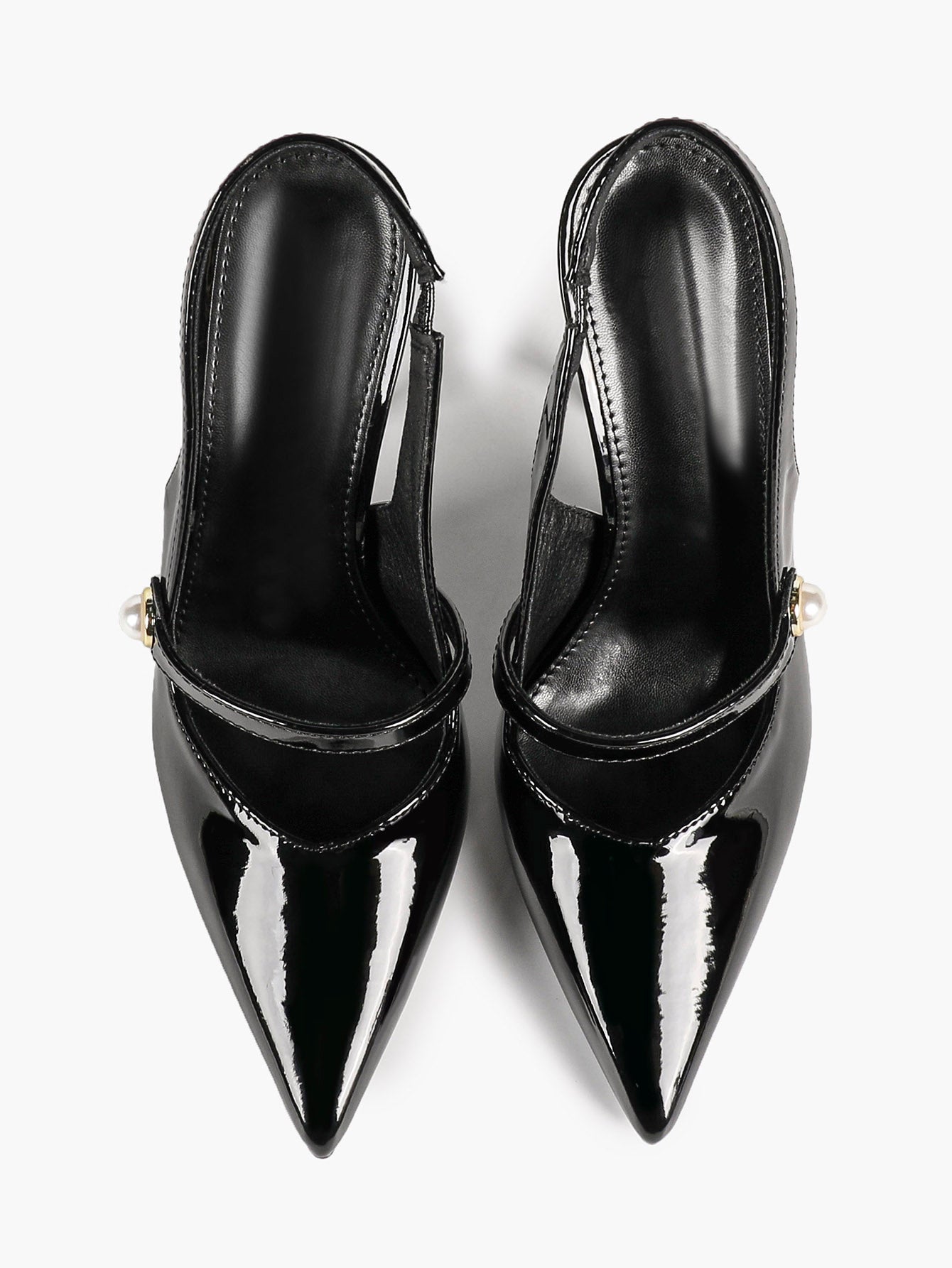 Women's Pearl Detail Slingback Heels Pointed Toe Stiletto Pumps Elegant Dress Formal Evening Shoes