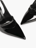 Women's Pearl Detail Slingback Heels Pointed Toe Stiletto Pumps Elegant Dress Formal Evening Shoes