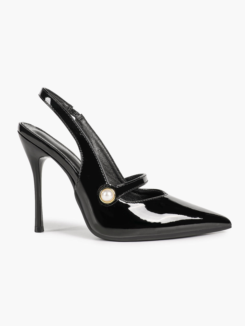 Women's Pearl Detail Slingback Heels Pointed Toe Stiletto Pumps Elegant Dress Formal Evening Shoes