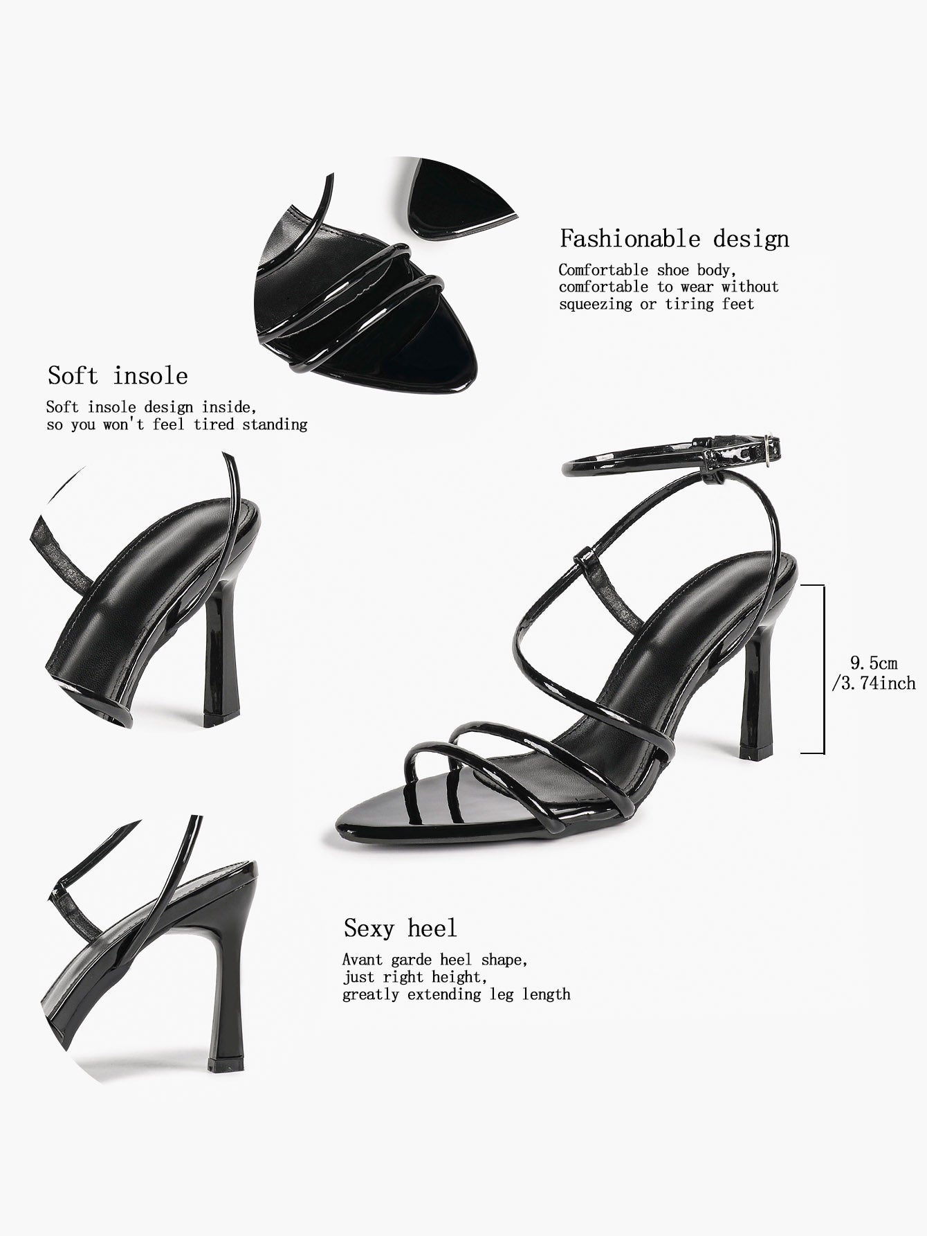 Women's Strappy Open Toe Heeled Sandals Ankle Strap Summer Shoes Party Casual Daily Wear