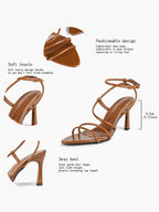 Women's Strappy Open Toe Heeled Sandals Ankle Strap Summer Shoes Party Casual Daily Wear