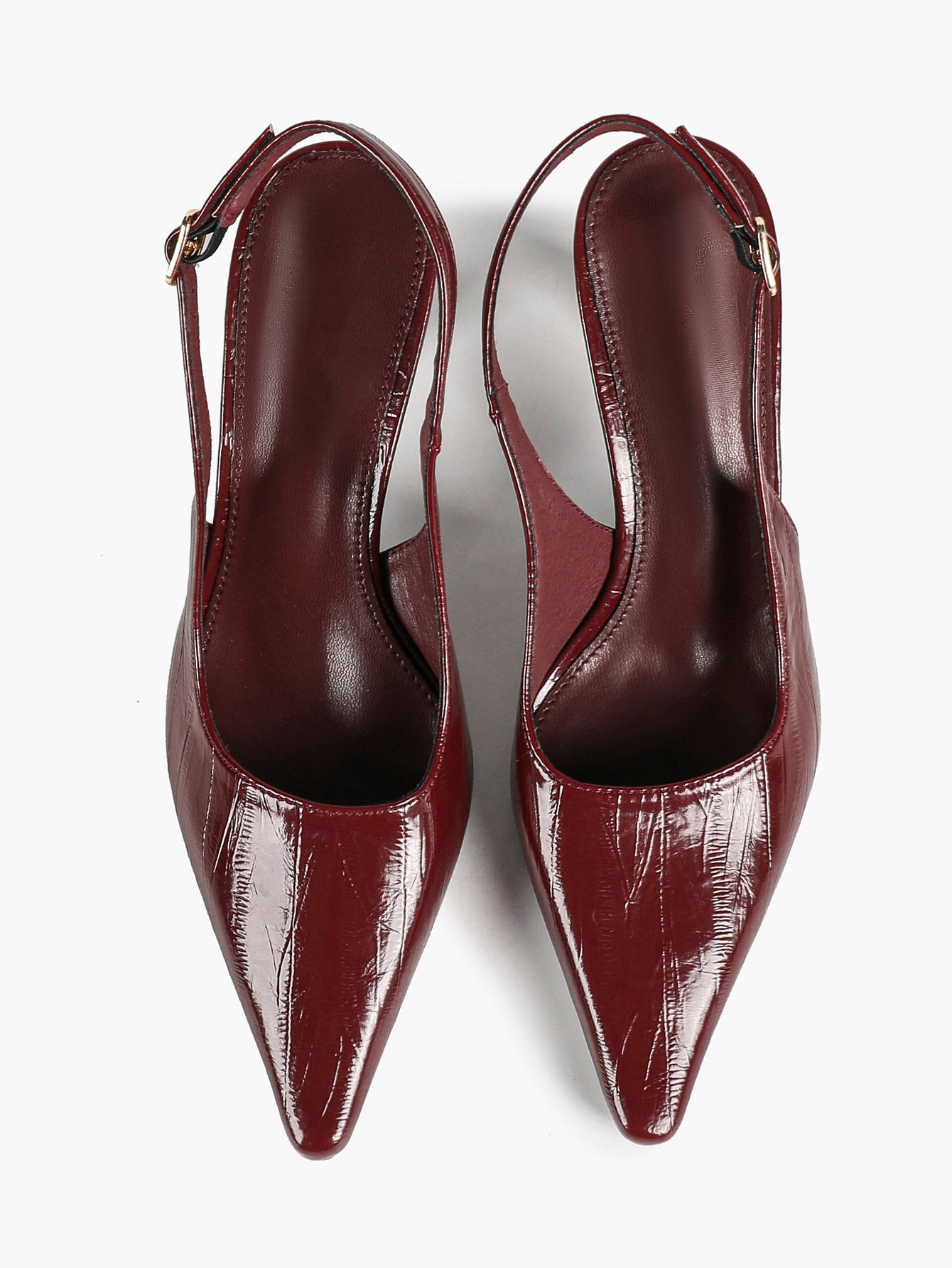 Burgundy Slingback Heels Pointed Toe Flared Heel Pumps Party Office Date Night