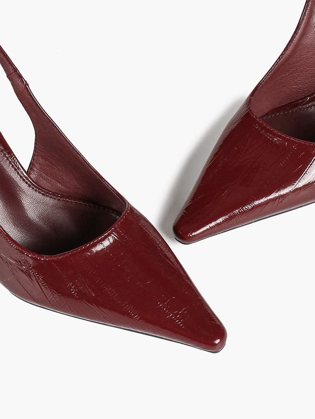 Burgundy Slingback Heels Pointed Toe Flared Heel Pumps Party Office Date Night