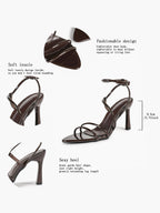 Women's Strappy Open Toe Heeled Sandals Ankle Strap Summer Shoes Party Casual Daily Wear