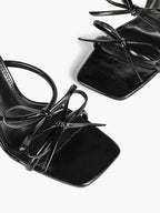 Women's Bow Mule Heels Open Toe Slip On Stiletto Sandals Party Casual Shoes