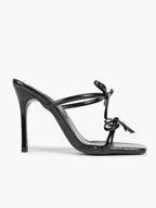Women's Bow Mule Heels Open Toe Slip On Stiletto Sandals Party Casual Shoes