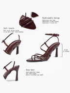 Women's Strappy Open Toe Heeled Sandals Ankle Strap Summer Shoes Party Casual Daily Wear