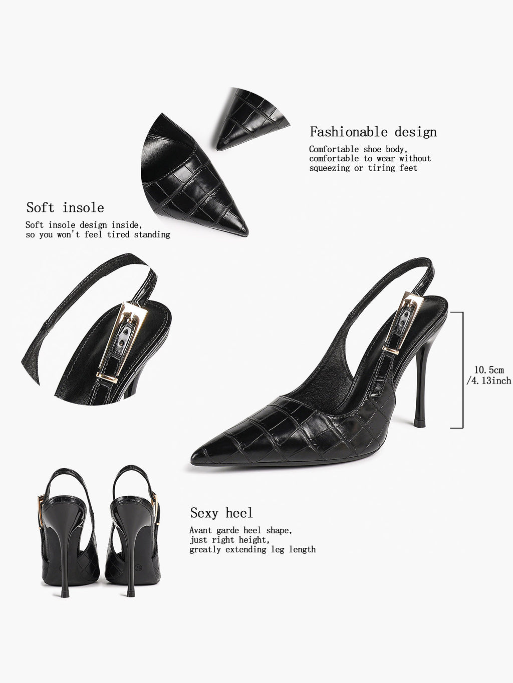 Women's Slingback Pointed Toe Heels-Timeless Elegant Pump