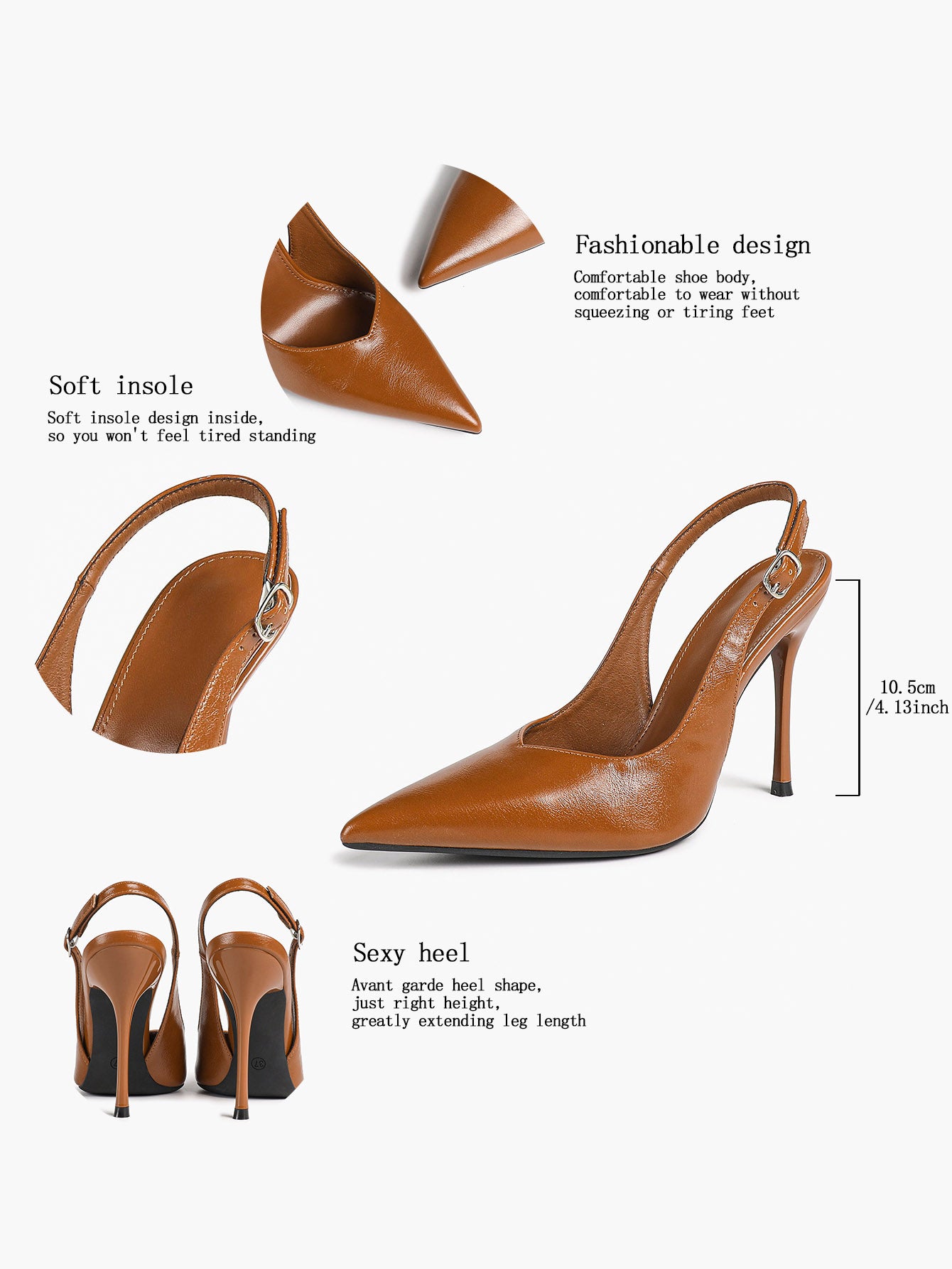 Women's Pointed Toe Slingback High Heel Pumps Heeled Shoes Party Wedding Date Night