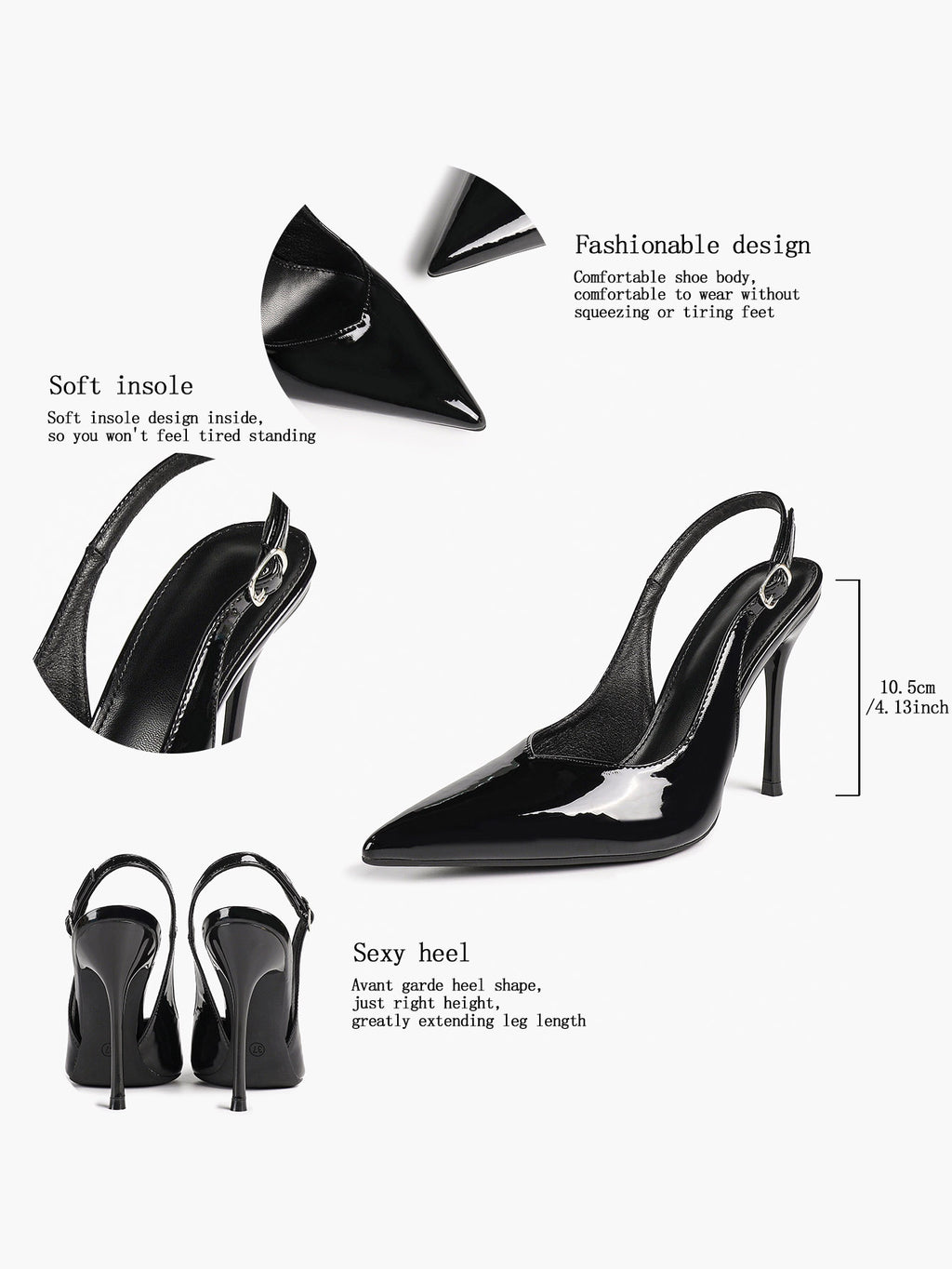 Women's Pointed Toe Slingback High Heel Pumps Heeled Shoes Party Wedding Date Night