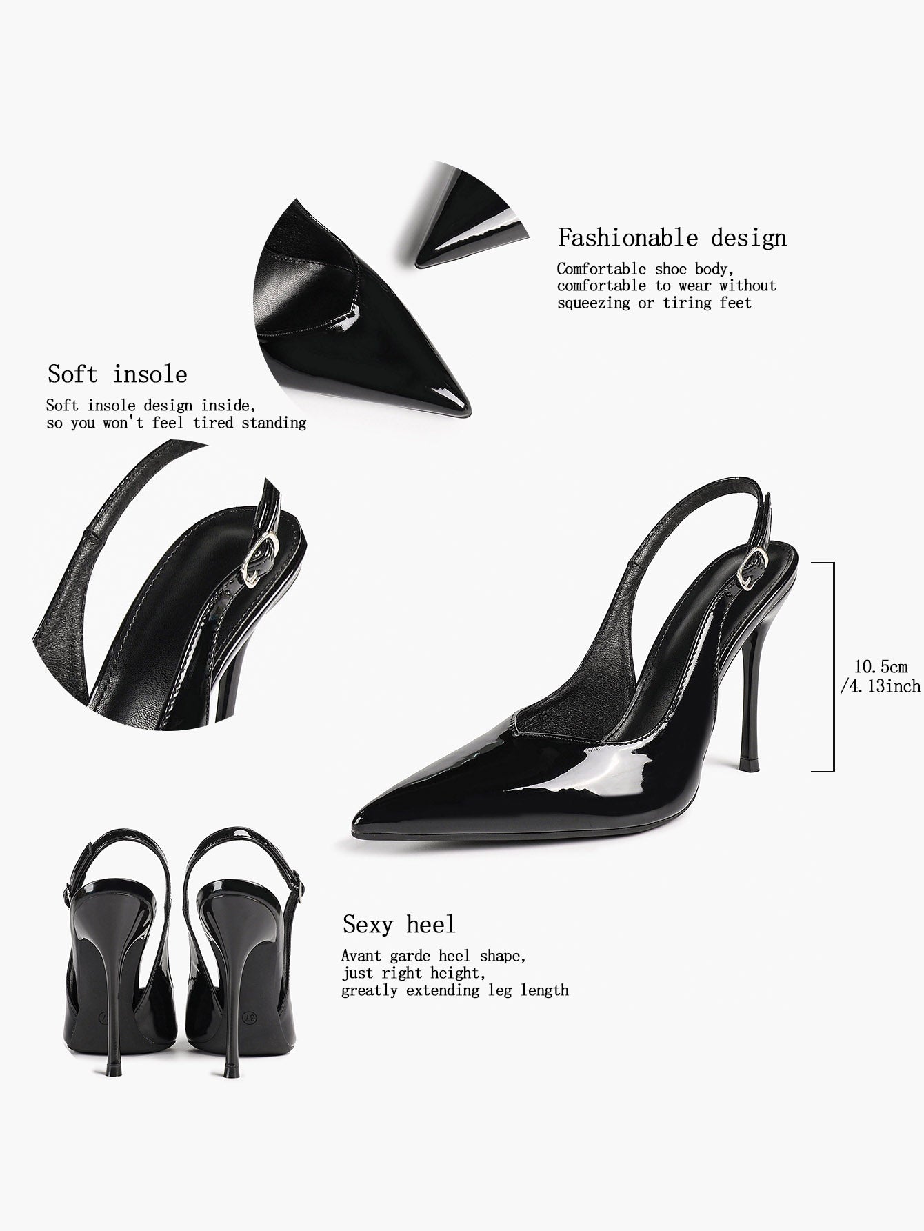 Women's Pointed Toe Slingback High Heel Pumps Heeled Shoes Party Wedding Date Night
