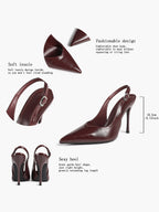 Women's Pointed Toe Slingback High Heel Pumps Heeled Shoes Party Wedding Date Night
