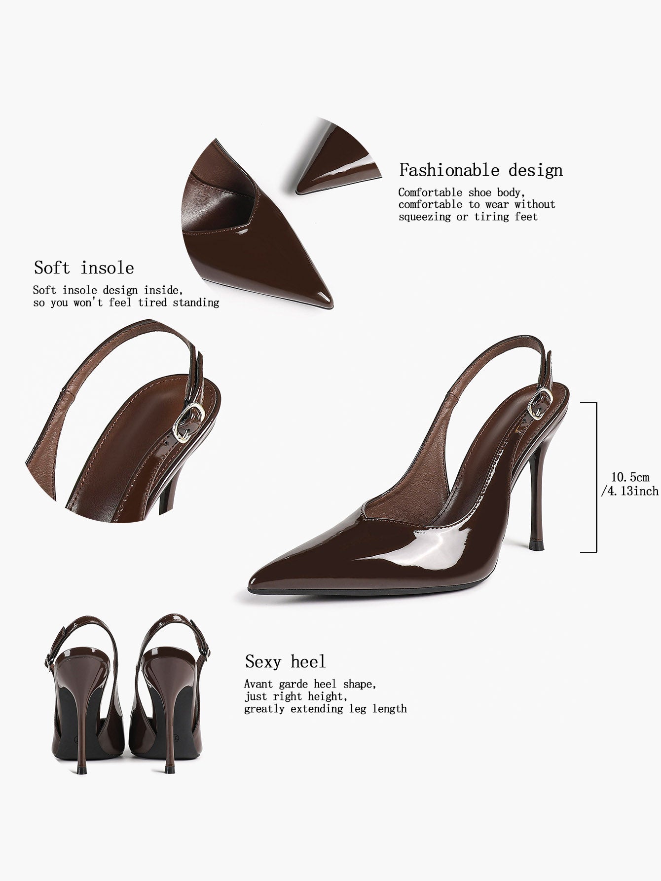 Women's Pointed Toe Slingback High Heel Pumps Heeled Shoes Party Wedding Date Night