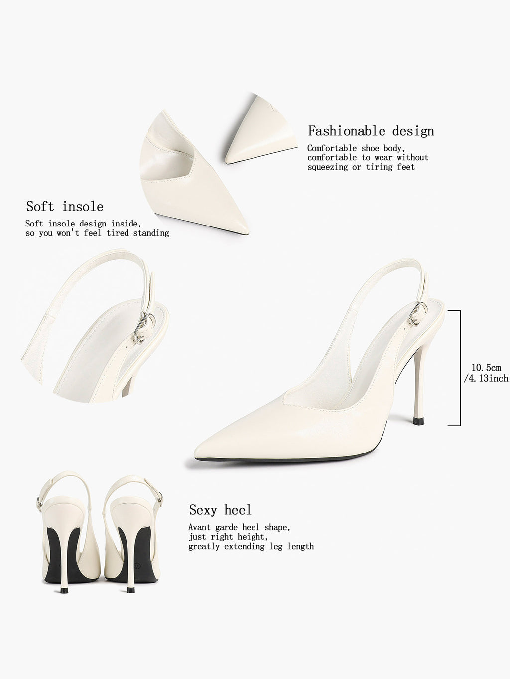 Women's Pointed Toe Slingback High Heel Pumps Heeled Shoes Party Wedding Date Night