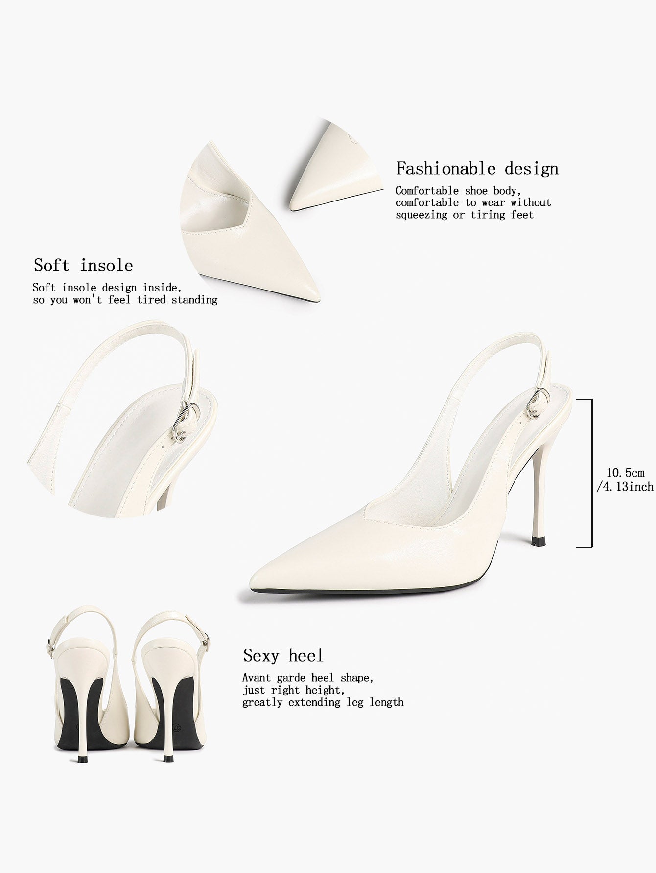 Women's Pointed Toe Slingback High Heel Pumps Heeled Shoes Party Wedding Date Night