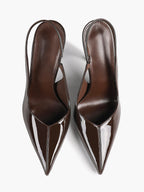 Pointed Toe Slingback Heels Patent Leather Sleek Stilettos Office Formal Event