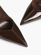 Pointed Toe Slingback Heels Patent Leather Sleek Stilettos Office Formal Event