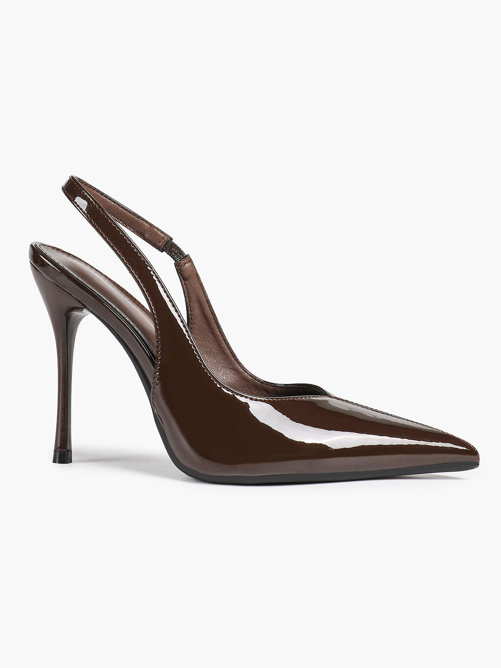 Pointed Toe Slingback Heels Patent Leather Sleek Stilettos Office Formal Event