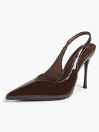 Pointed Toe Slingback Heels Patent Leather Sleek Stilettos Office Formal Event