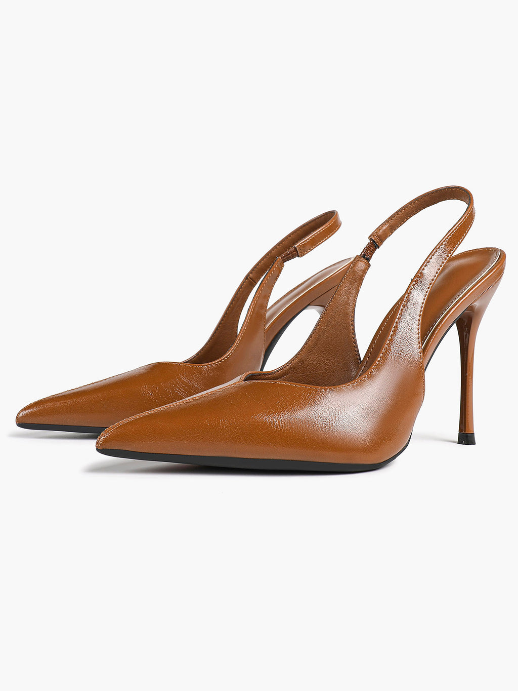 Pointed Toe Slingback Heels Patent Leather Sleek Stilettos Office Formal Event